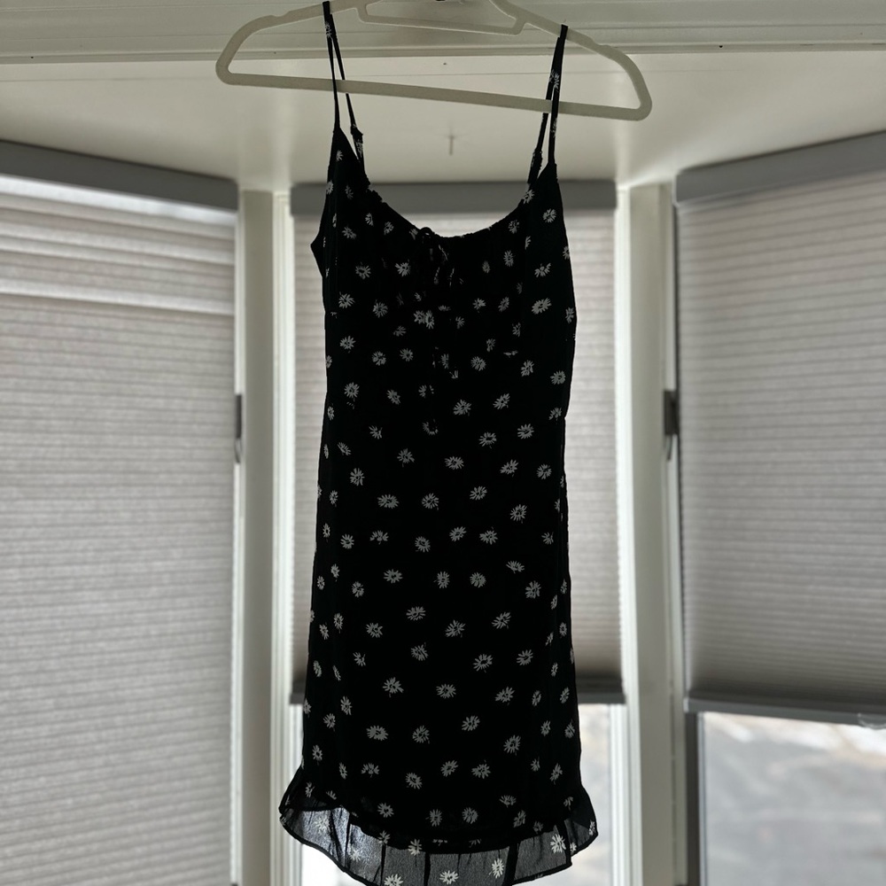 Black Floral Slip Dress with Spaghetti Straps